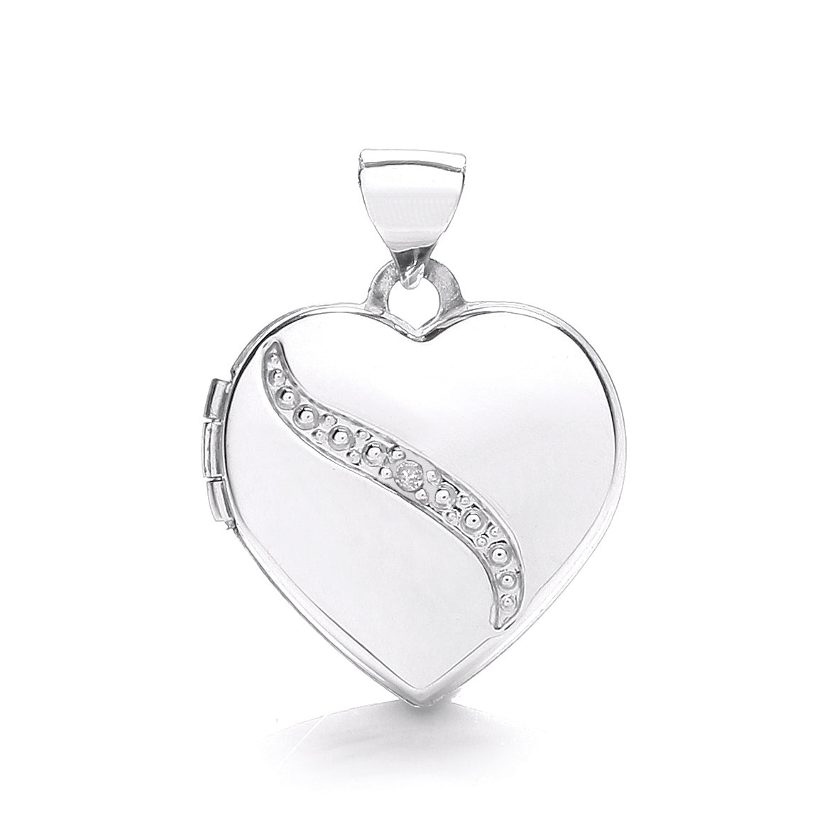 W/G Heart Shape Locket with Diamond