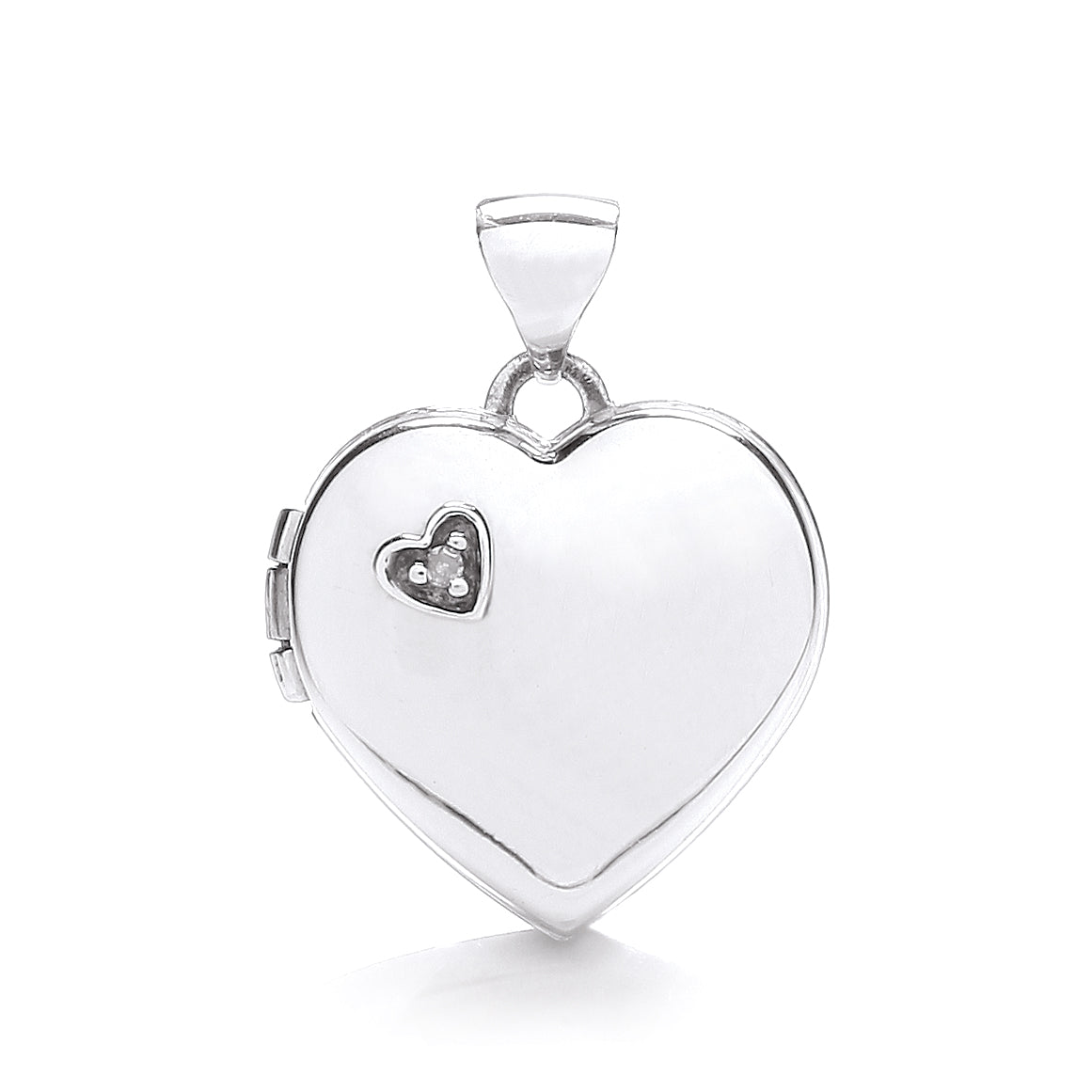 W/G Heart Shape Locket with Diamond