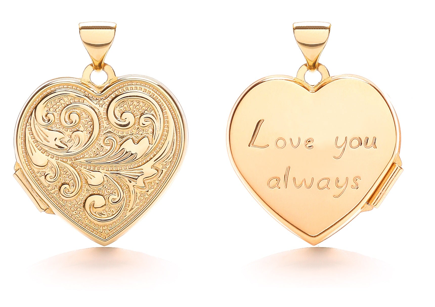 Y/G Heart Double Sided Locket (Love You & design)