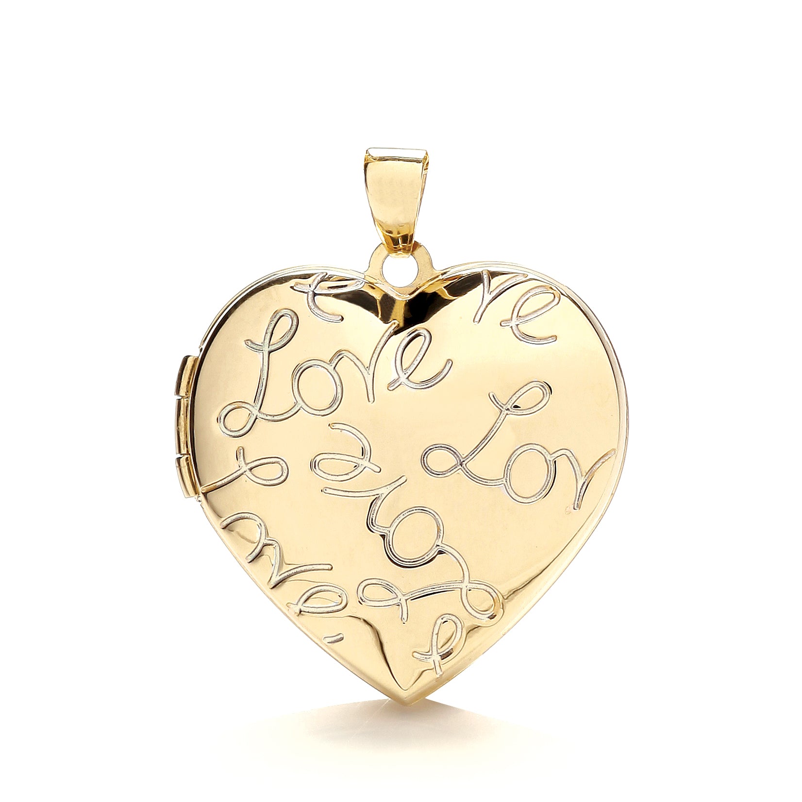 Y/G Heart Shape Locket with Love engraved