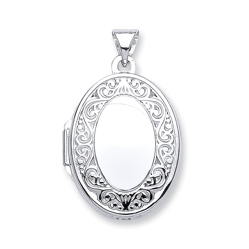 W/G Oval Shape Locket with edge design