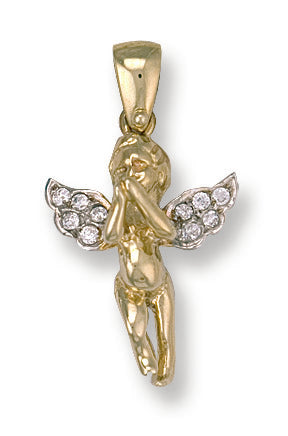 Y/G Cz Cherub Pendant