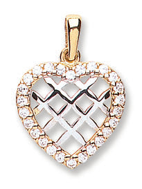 Y/G Cz Heart Pendant