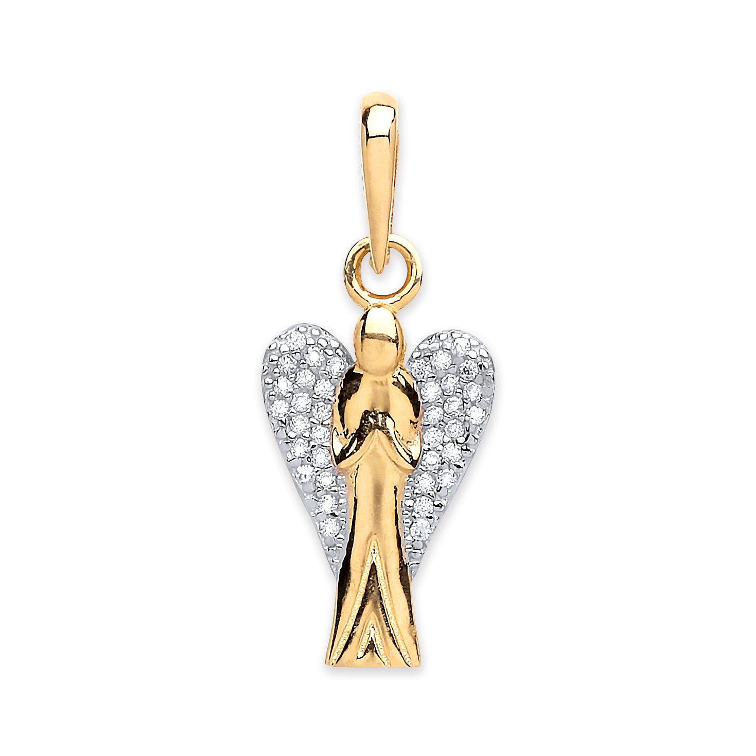 Y/G Cz Angel Pendant