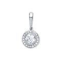 W/G Halo Style Cz Pendant