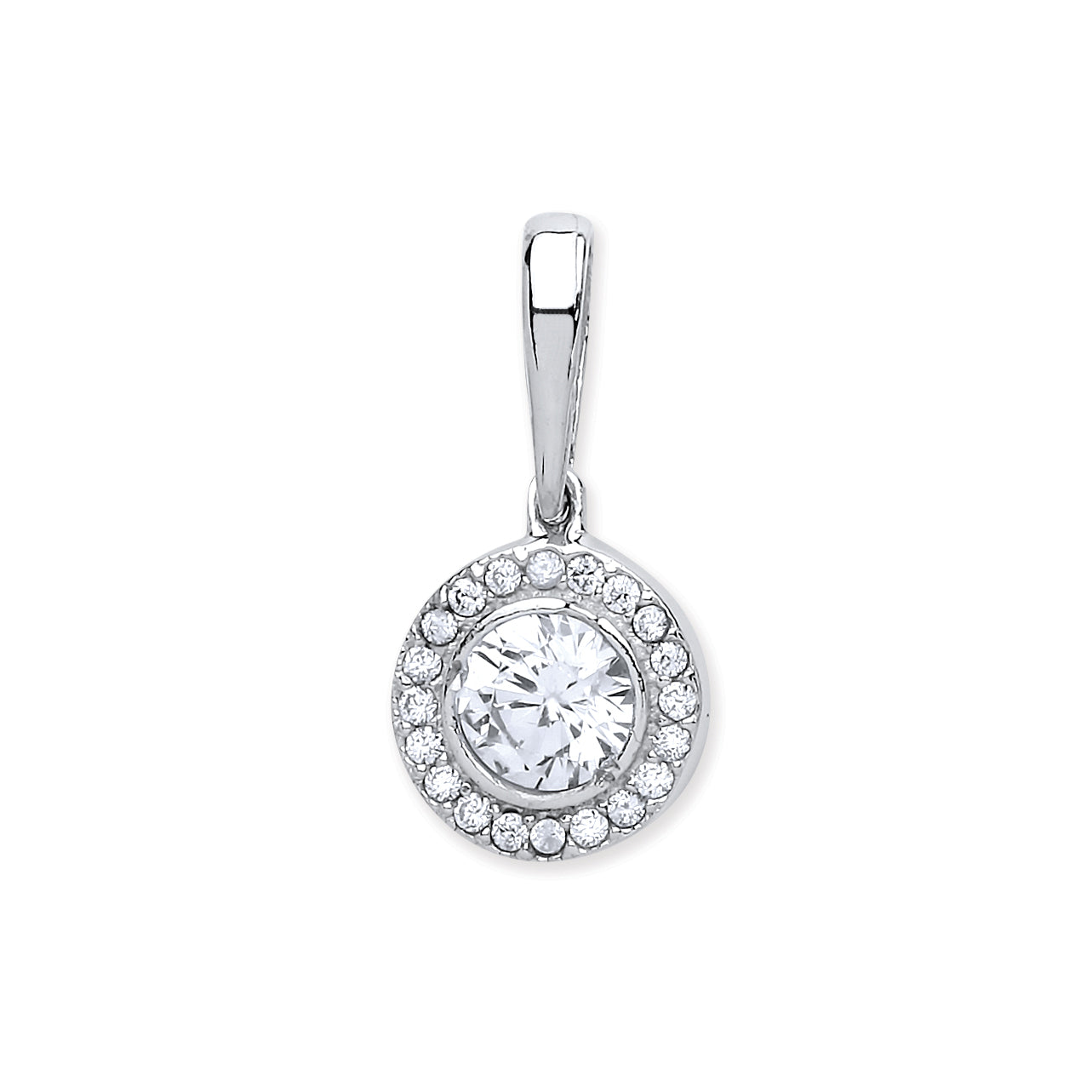 W/G Halo Style Cz Pendant