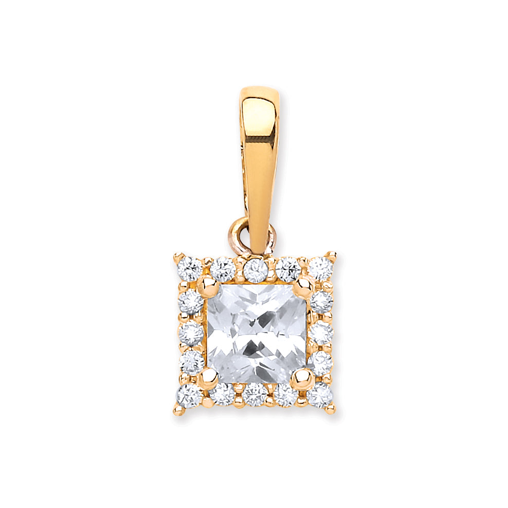 Y/G Princess Cut Cz Centre Pendant