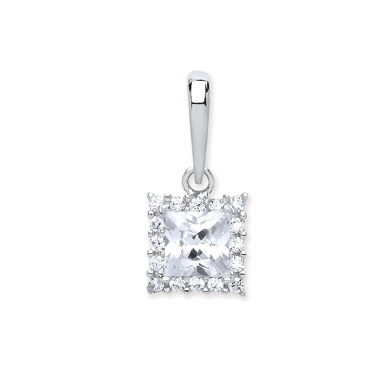 W/G Princess Cut Cz Centre Pendant