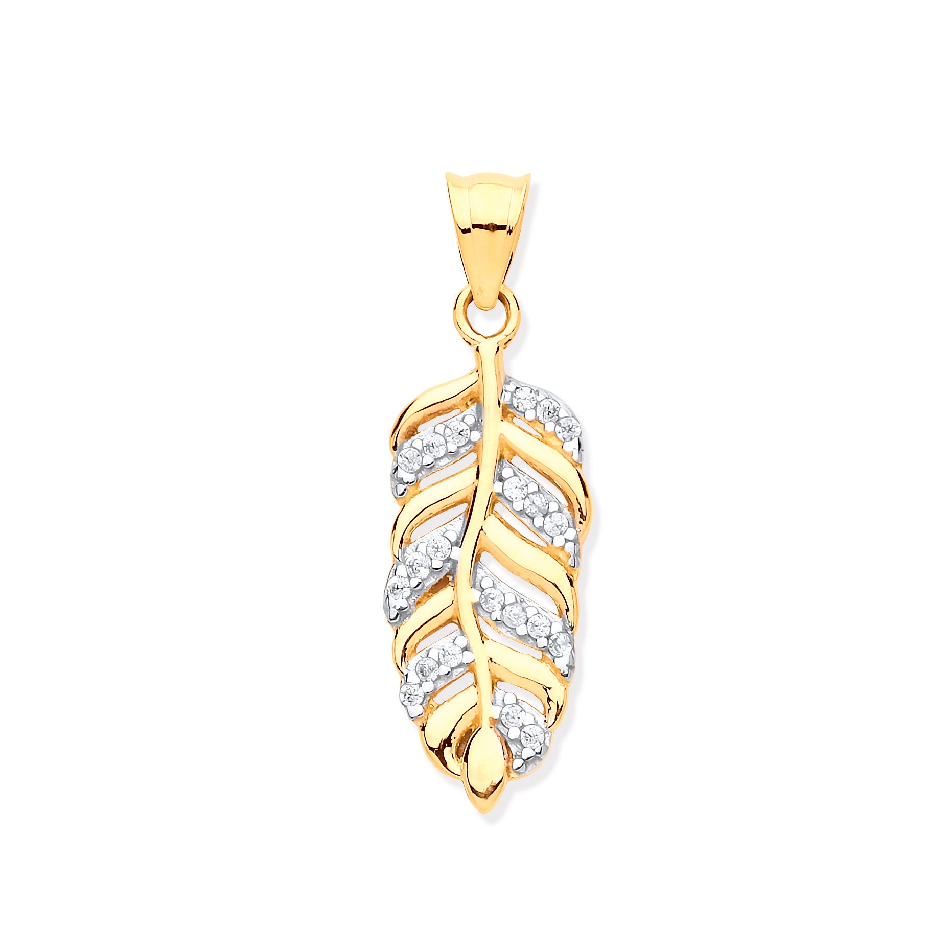 Y/G Cz Leaf Pendant