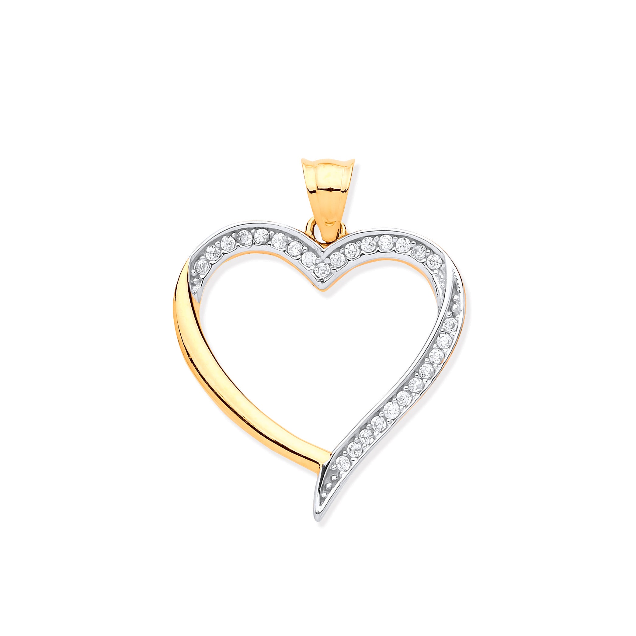 Y & W/G Cz Heart Pendant