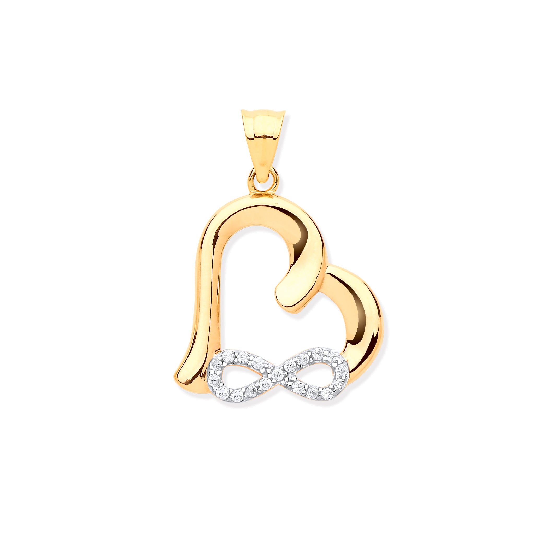 Y/G Cz Infinity, Heart Pendant
