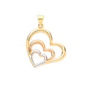 W, R & Y/G Cz Hearts Pendant