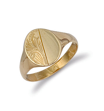 Y/G Engraved Oval Signet Ring