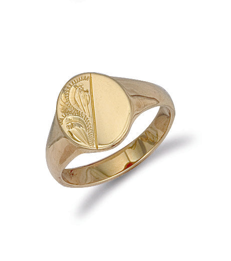 Y/G Oval Engraved Signet Ring