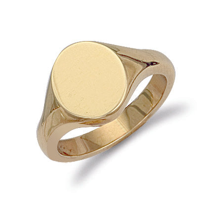 Y/G Oval Plain Signet Ring
