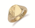Y/G Cushion Engraved Signet Ring