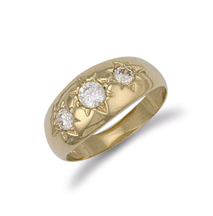 Y/G Gents 3 Stone Cz Ring