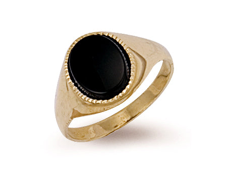 Y/G Plain Oval Black Stone Ring