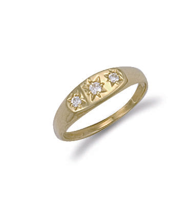 Y/G Cz 3 Stone Baby Gipsy Ring