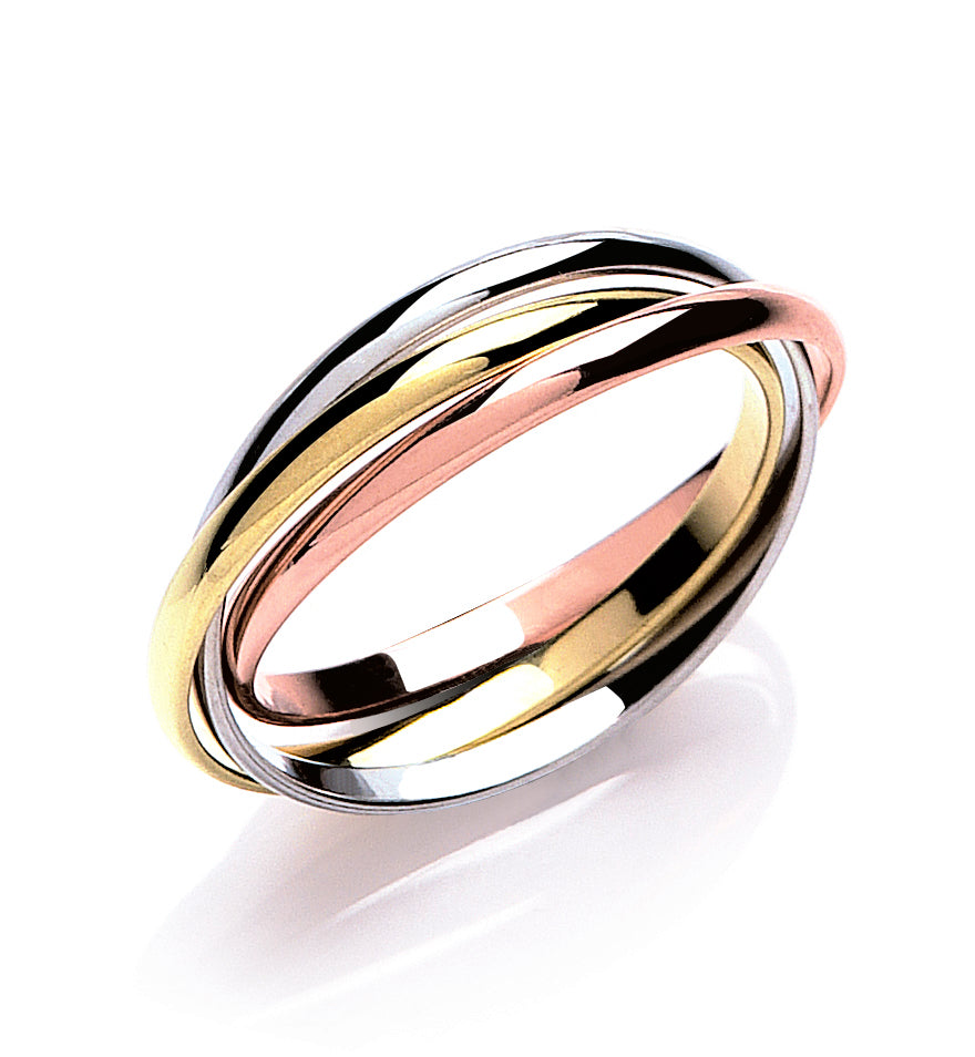 Yellow White and Rose Gold 2mm Russian Wedding Band
