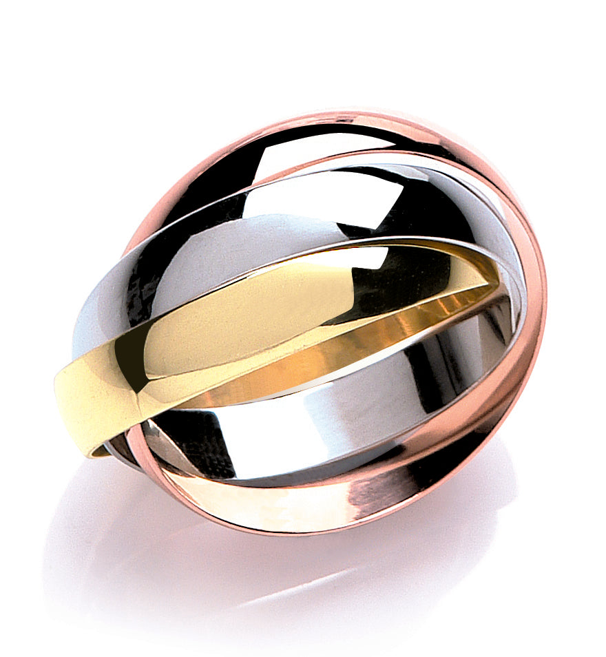 Yellow White and Rose Gold 4mm Russian Wedding Band