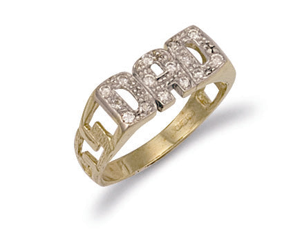 Y/G Cz ID Sides Dad Ring