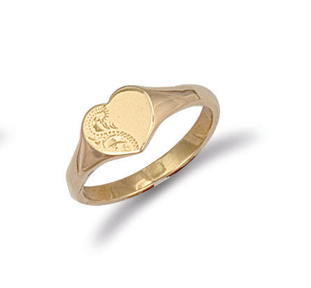 Y/G Heart Engraved Maiden Signet Ring