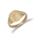 Y/G Cushion Engraved Maiden Signet Ring