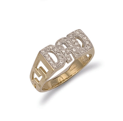 Y/G Cz ID Sides Dad Ring