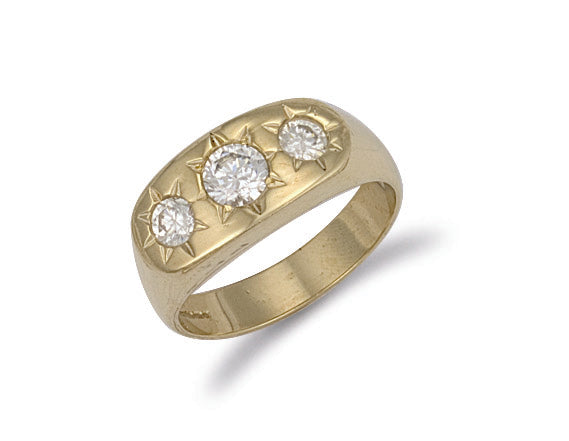 Y/G Gents 3 Stone Cz Ring