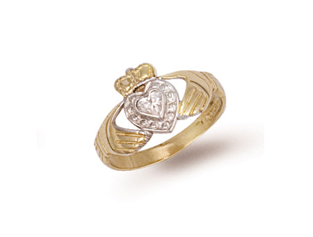 Y/G Cz Claddagh Ring