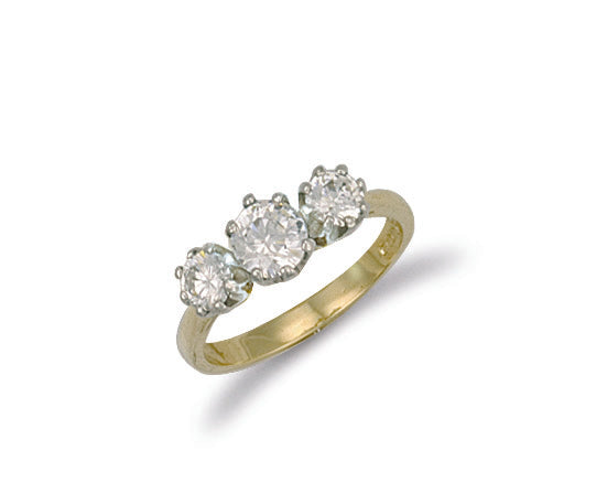 Y/G Cz 3 Stone Cz Ring