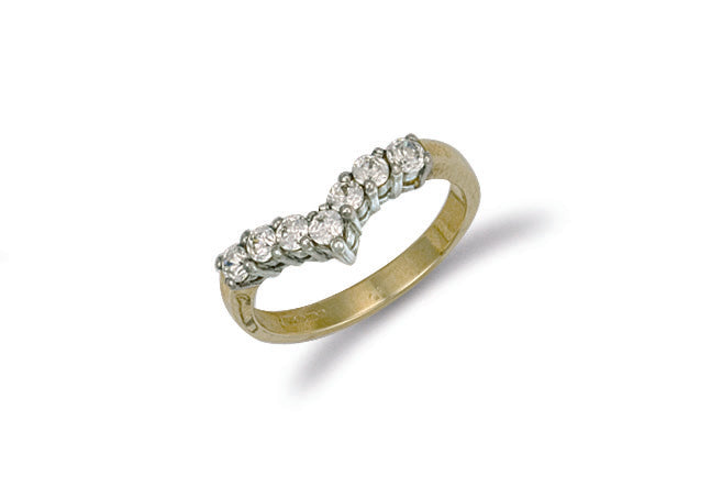 Y/G Cz Wishbone Ring