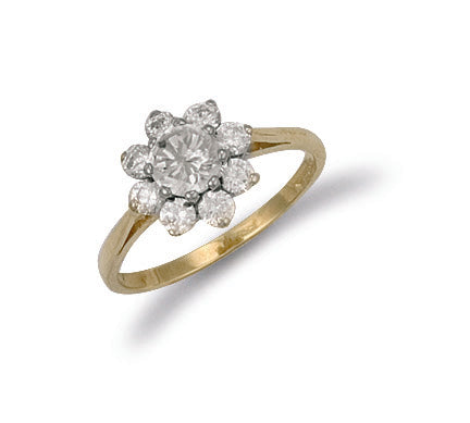Y/G Cz Cluster Ring