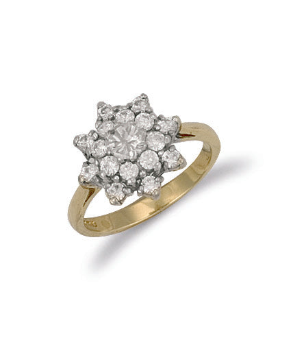 Y/G Cz Cluster Ring