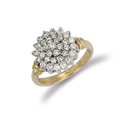 Y/G Cz Cluster Ring