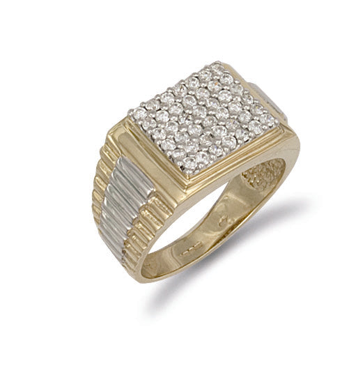 Y/G Square Top Gents Cz Ring