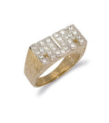 Y/G Cz Patterned Sides Mum Ring
