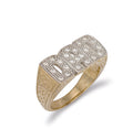 Y/G Cz Patterned Sides Dad Ring