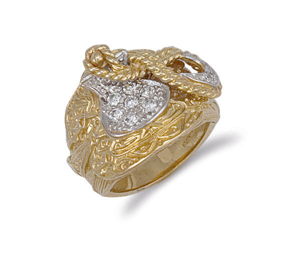 Y/G Cz Saddle Ring