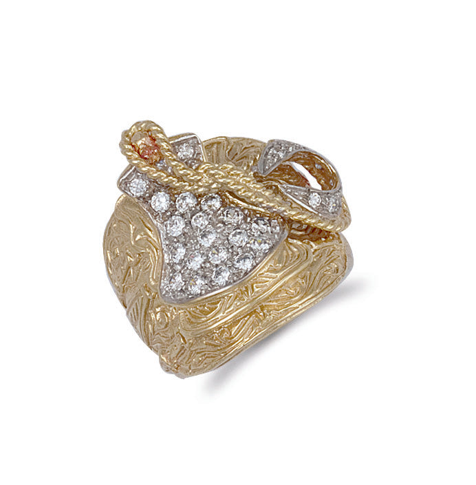 Y/G Cz Saddle Ring