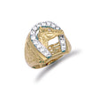 Y/G Horse Shoe & Head Cz Ring