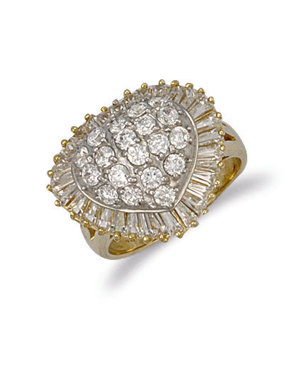 Y/G Cz Heart Cluster Ring