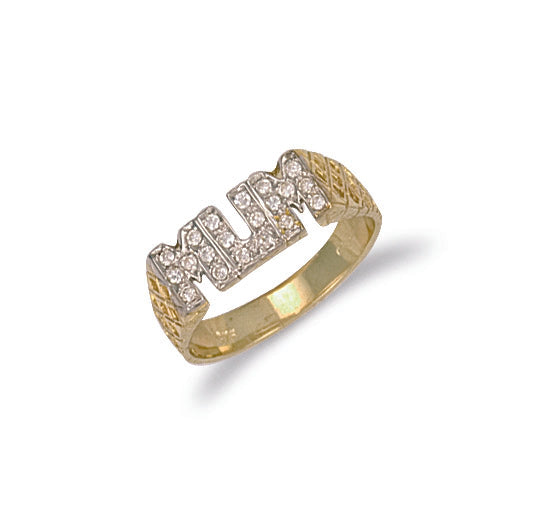 Y/G Cz Basket Sides Mum Ring
