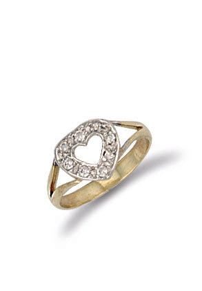 Y/G Cz Heart Baby Ring