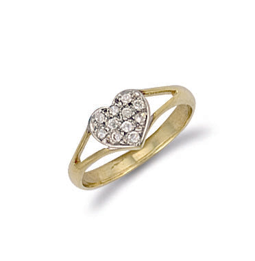 Y/G Cz Heart Baby Ring