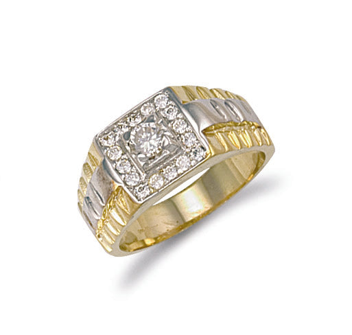Y/G Square Top Gents Cz Ring