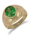 Y/G Green Cz College Ring