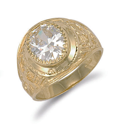 Y/G White Cz Stone College Ring