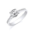 W/G Ladies Single Stone Cz Shoulder Ring